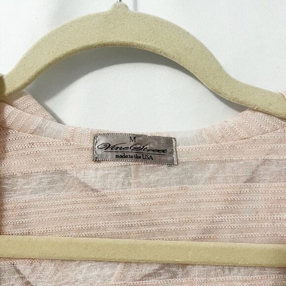 Vine Street pink Striped Semi Sheer Asymmetric Open Front Cardigan Size M - Picture 5 of 6